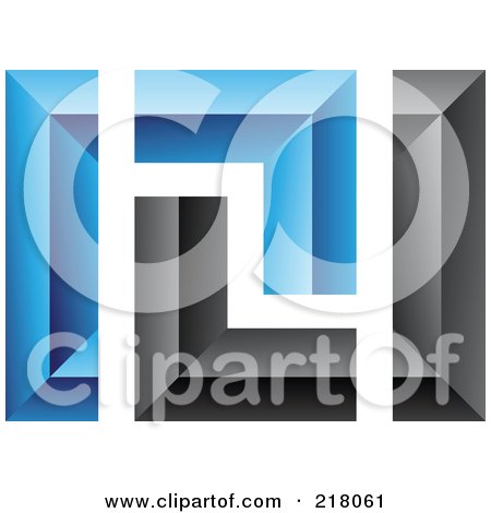 Royalty-Free (RF) Clipart Illustration of an Abstract Blue And Black Wall Logo Icon - 6 by cidepix