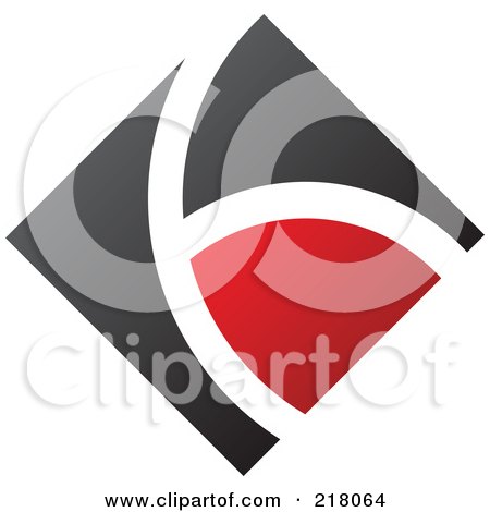 Royalty-Free (RF) Clipart Illustration of an Abstract Red And Black Diamond And Path Logo Icon by cidepix