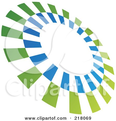 Royalty-Free (RF) Clipart Illustration of an Abstract Tilted Blue And Green Logo Icon by cidepix