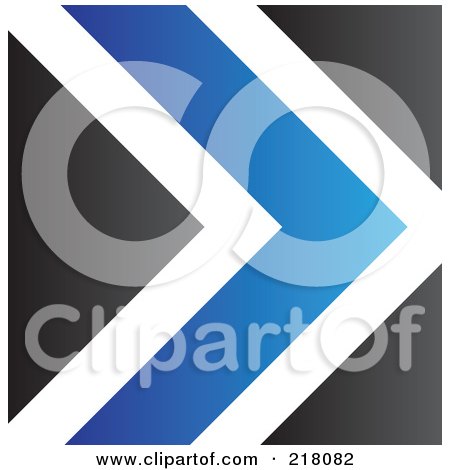 Royalty-Free (RF) Clipart Illustration of an Abstract Blue, White And Black Arrow Logo, Icon Or Background by cidepix