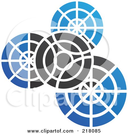 Royalty-Free (RF) Clipart Illustration of an Abstract Black And Blue Gear Logo Icon by cidepix