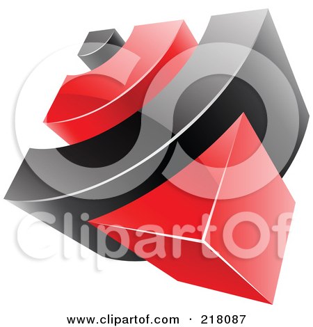 Royalty-Free (RF) Clipart Illustration of an Abstract 3d Red And Black RSS Logo Icon by cidepix