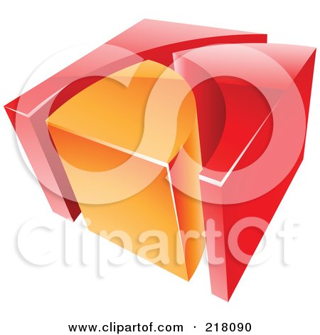 Royalty-Free (RF) Clipart Illustration of an Abstract 3d Cubic Orange And Red Logo Icon by cidepix
