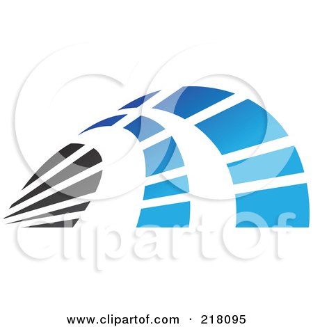 Royalty-Free (RF) Clipart Illustration of an Abstract Blue And Black Curve Logo Icon by cidepix