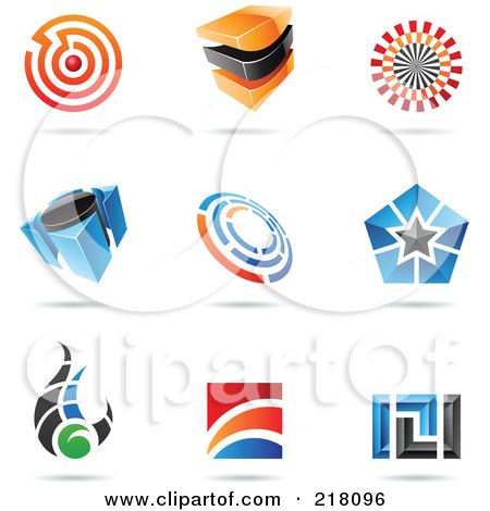 Royalty-Free (RF) Clipart Illustration of a Digital Collage Of Abstract Logo Icons With Shadows - 16 by cidepix