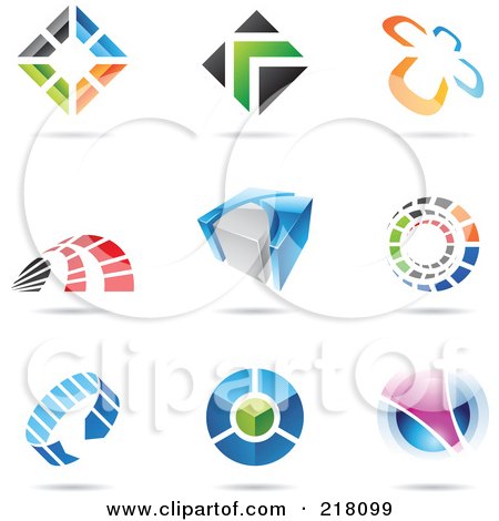 Royalty-Free (RF) Clipart Illustration of a Digital Collage Of Abstract Logo Icons With Shadows - 15 by cidepix