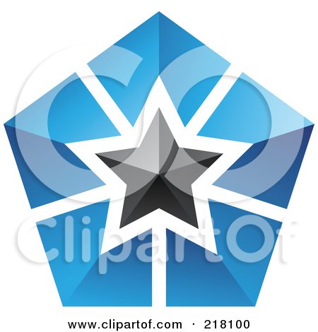 Royalty-Free (RF) Clipart Illustration of an Abstract Blue And Black Star Logo Icon - 2 by cidepix