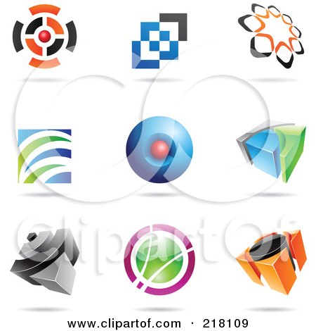 Royalty-Free (RF) Clipart Illustration of a Digital Collage Of Abstract Logo Icons With Shadows - 14 by cidepix