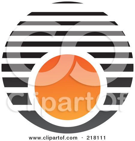 Royalty-Free (RF) Clipart Illustration of an Abstract Orange Circle And Black Line Logo Icon by cidepix