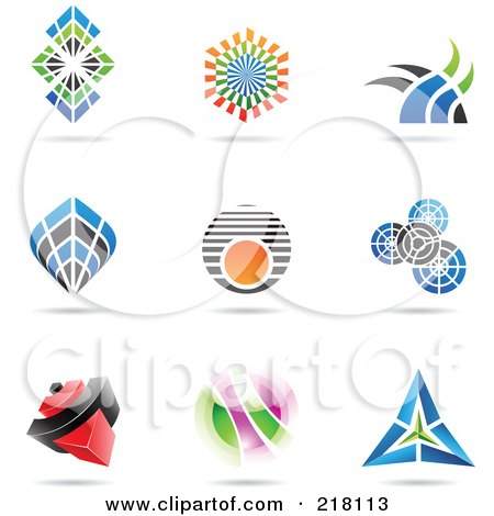 Royalty-Free (RF) Clipart Illustration of a Digital Collage Of Abstract Logo Icons With Shadows - 17 by cidepix