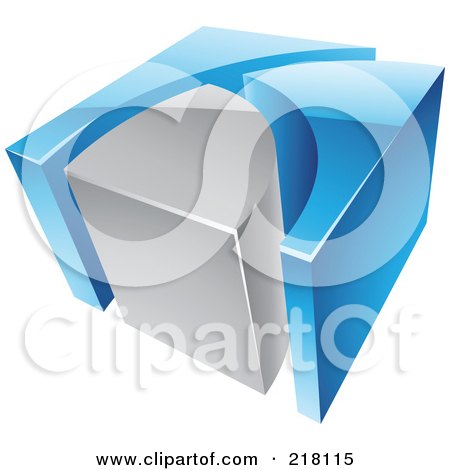 Royalty-Free (RF) Clipart Illustration of an Abstract 3d Cubic BlueAnd Gray Logo Icon by cidepix