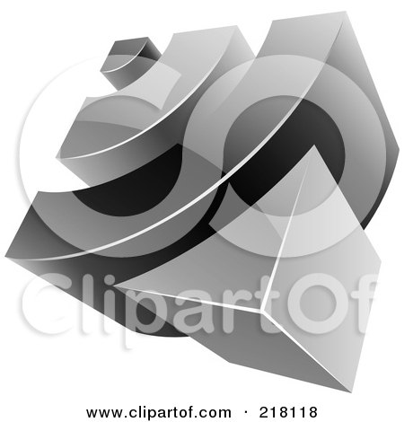 Royalty-Free (RF) Clipart Illustration of an Abstract 3d Black And Gray RSS Logo Icon by cidepix