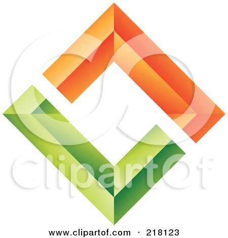 Royalty-Free (RF) Clipart Illustration of an Abstract Orange And Green Diamond Wall Logo Icon by cidepix