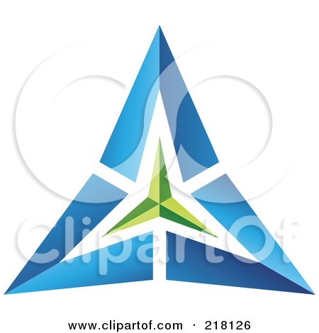 Royalty-Free (RF) Clipart Illustration of an Abstract Blue And Green Pyramid Or Triangle Icon by cidepix