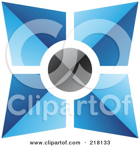 Royalty-Free (RF) Clipart Illustration of an Abstract Blue And Black Pyramid Logo Icon - 2 by cidepix