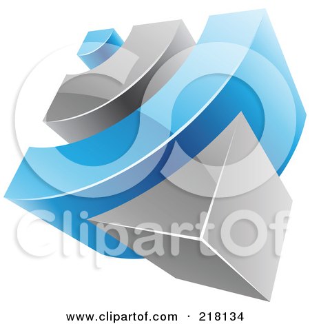 Royalty-Free (RF) Clipart Illustration of an Abstract 3d Blue And Gray RSS Logo Icon by cidepix
