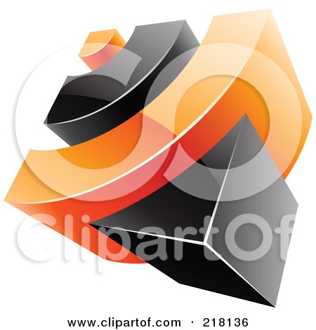 Royalty-Free (RF) Clipart Illustration of an Abstract 3d Orange And Black RSS Logo Icon by cidepix
