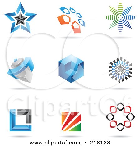 Royalty-Free (RF) Clipart Illustration of a Digital Collage Of Abstract Logo Icons With Shadows - 2 by cidepix