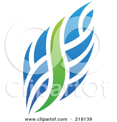 Royalty-Free (RF) Clipart Illustration of an Abstract Blue And Green Fire Logo Icon by cidepix