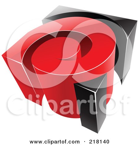 Royalty-Free (RF) Clipart Illustration of an Abstract 3d Red And Black Swirl Logo Icon by cidepix