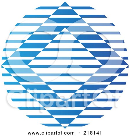 Royalty-Free (RF) Clipart Illustration of an Abstract Blue Lined Diamond Logo Icon by cidepix