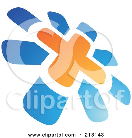 Royalty-Free (RF) Clipart Illustration of an Abstract Orange And Blue Windmill Logo Icon by cidepix
