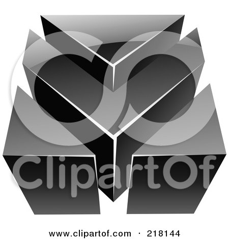 Royalty-Free (RF) Clipart Illustration of an Abstract Black V Or Arrow Logo Icon by cidepix
