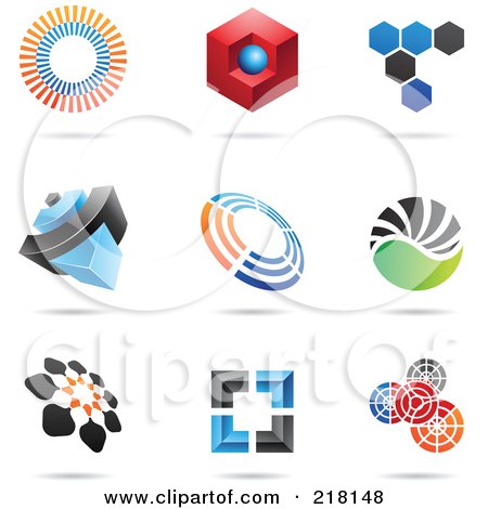 Royalty-Free (RF) Clipart Illustration of a Digital Collage Of Abstract Logo Icons With Shadows - 4 by cidepix