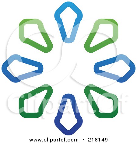 Royalty-Free (RF) Clipart Illustration of an Abstract Circle Of Blue And Green Arrows Logo Icon by cidepix