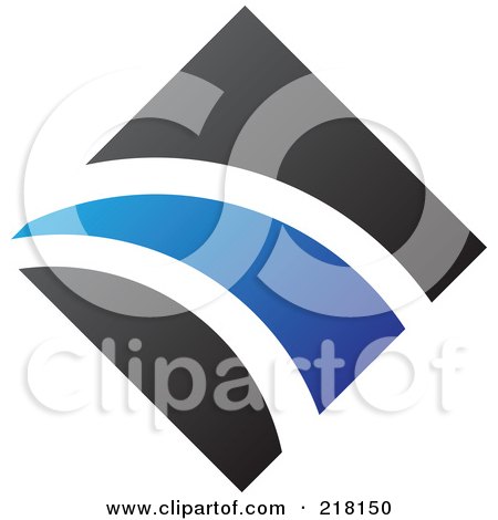 Royalty-Free (RF) Clipart Illustration of an Abstract Blue And Black Diamond And Path Logo Icon - 1 by cidepix