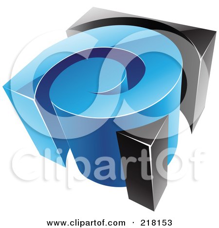 Royalty-Free (RF) Clipart Illustration of an Abstract 3d Blue And Black Swirl Logo Icon by cidepix