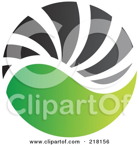 Royalty-Free (RF) Clipart Illustration of an Abstract Green And Black Circular Logo - 1 by cidepix