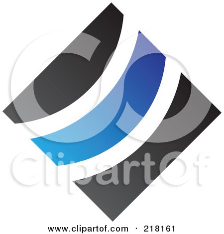 Royalty-Free (RF) Clipart Illustration of an Abstract Blue And Black Diamond And Path Logo Icon - 2 by cidepix