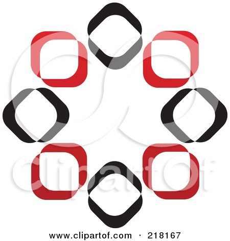 Royalty-Free (RF) Clipart Illustration of an Abstract Circle Of Red And Black Squares Logo Icon by cidepix