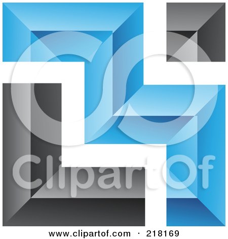 Royalty-Free (RF) Clipart Illustration of an Abstract Blue And Black Wall Logo Icon - 7 by cidepix