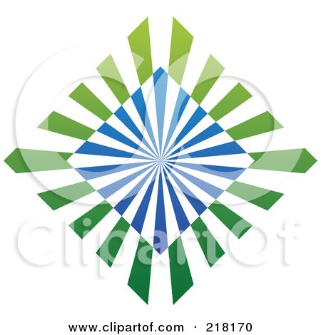 Royalty-Free (RF) Clipart Illustration of an Abstract Blue And Green Diamond Logo Icon by cidepix