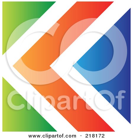 Royalty-Free (RF) Clipart Illustration of an Abstract Green, White, Orange And Blue Arrow Logo, Icon Or Background by cidepix