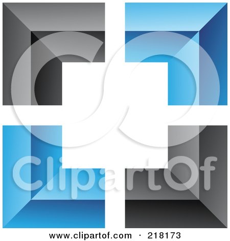 Royalty-Free (RF) Clipart Illustration of an Abstract Blue And Black Wall Logo Icon - 2 by cidepix