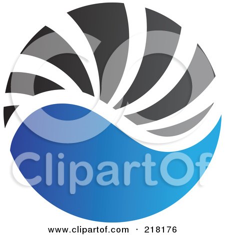 Royalty-Free (RF) Clipart Illustration of an Abstract Blue And Black Circular Logo - 4 by cidepix