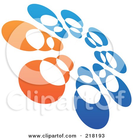 Royalty-Free (RF) Clipart Illustration of an Abstract Tilted Circle Icon With Orange And Blue by cidepix