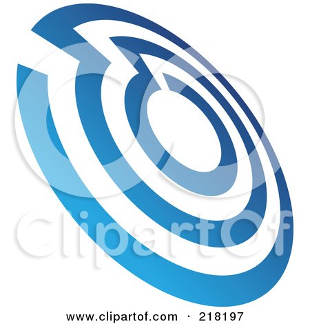 Royalty-Free (RF) Clipart Illustration of an Abstract Tilted Blue Maze Circle Logo Icon by cidepix