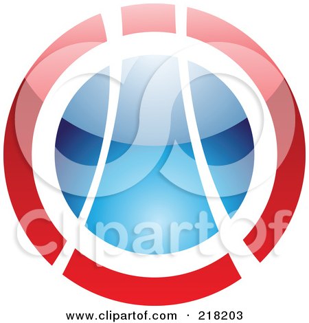 Royalty-Free (RF) Clipart Illustration of an Abstract Red And Blue Orb Logo Icon by cidepix