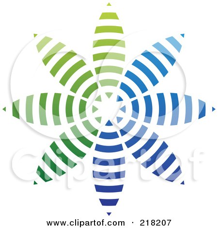 Royalty-Free (RF) Clipart Illustration of an Abstract Blue And Green Pinwheel Or Flower Logo Icon by cidepix