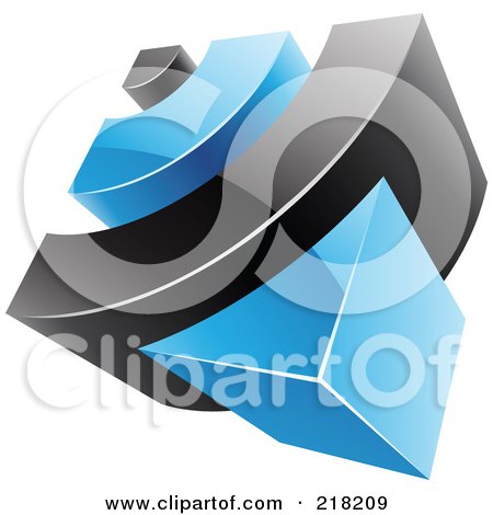 Royalty-Free (RF) Clipart Illustration of an Abstract 3d Blue And Black RSS Logo Icon by cidepix