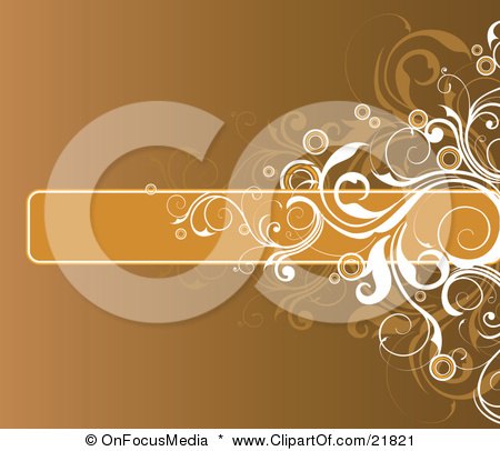 Clipart Picture Illustration of a Blank Orange Bar With Brown And White Vines Over A Gradient Background by OnFocusMedia