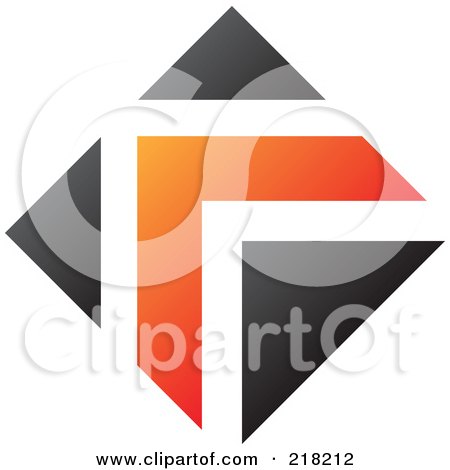 Royalty-Free (RF) Clipart Illustration of an Abstract Orange And Black Arrow Logo Icon by cidepix