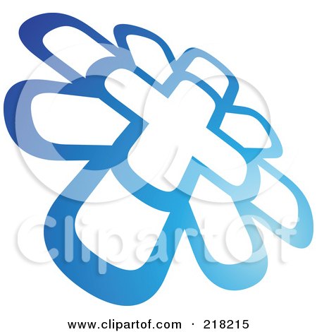 Royalty-Free (RF) Clipart Illustration of an Abstract Blue Windmill Logo Icon by cidepix