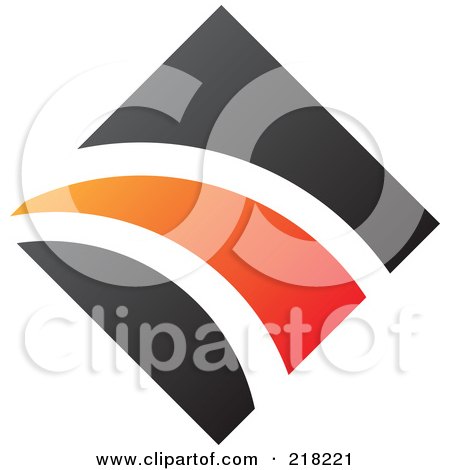 Royalty-Free (RF) Clipart Illustration of an Abstract Orange And Black Diamond And Path Logo Icon by cidepix