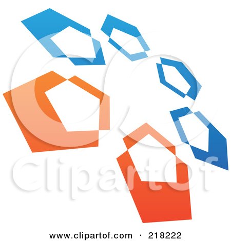 Royalty-Free (RF) Clipart Illustration of an Abstract Tilted Circle Of Blue And Orange Arrows Logo Icon by cidepix