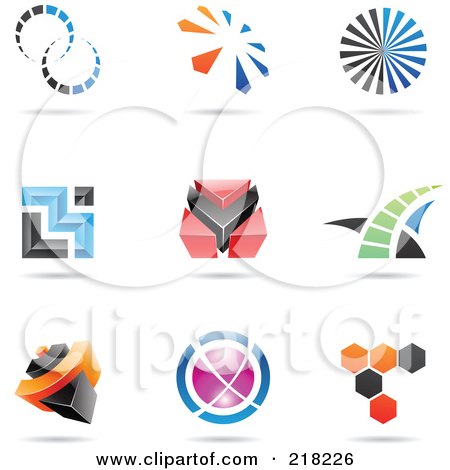 Royalty-Free (RF) Clipart Illustration of a Digital Collage Of Abstract Logo Icons With Shadows - 21 by cidepix